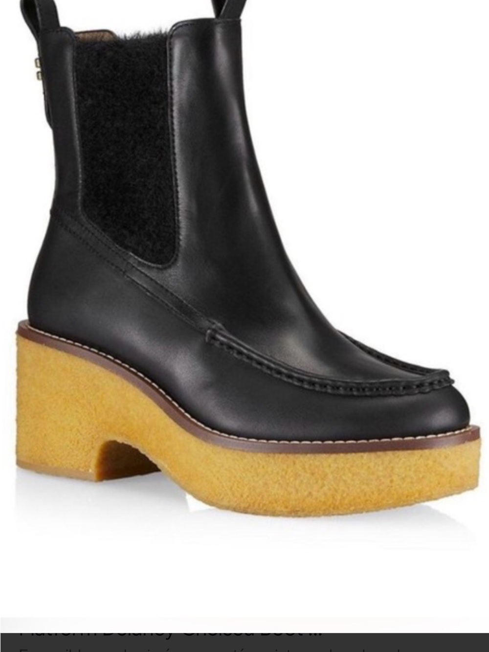 Coach Black Leather Platform Chelsea Boots Chunky Sole Statement Trendy Designer - Picture 4 of 16